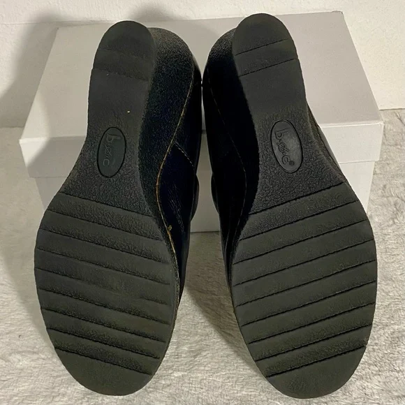 BOC Born on Concept Pebbled Black Leather Wedge Clogs Women’s Size 8 - Picture 8 of 11